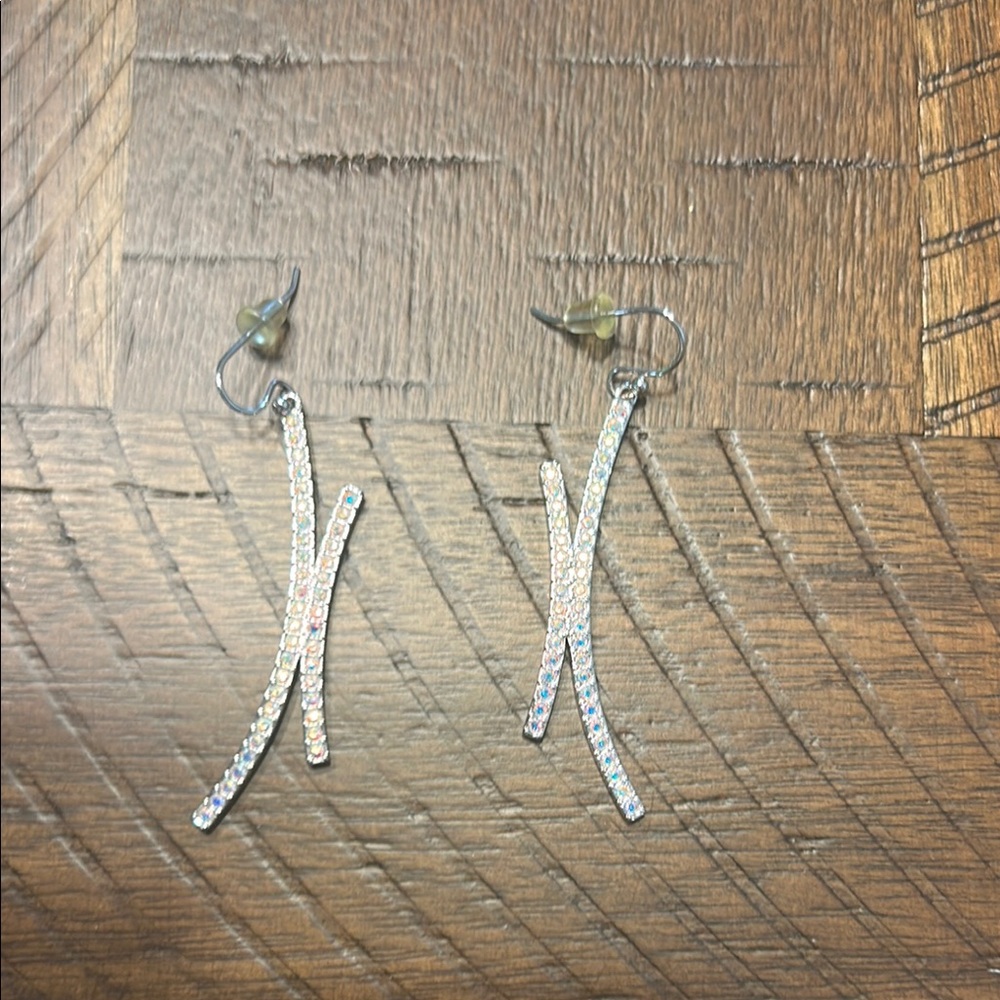 Elegant Silver Crystal Drop Earrings Touchstone Crystal